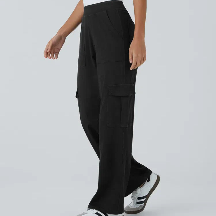 Ella | Pantalon cargo élastique taille haute
