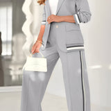 Ensemble Tailleur Sportif avec Blazer et Pantalons Amples