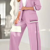 Ensemble Tailleur Sportif avec Blazer et Pantalons Amples