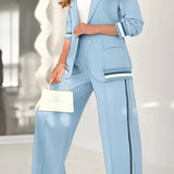 Ensemble Tailleur Sportif avec Blazer et Pantalons Amples