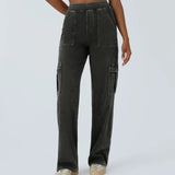 Ella | Pantalon cargo élastique taille haute