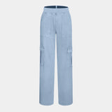 Ella | Pantalon cargo élastique taille haute