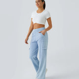 Ella | Pantalon cargo élastique taille haute