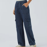 Ella | Pantalon cargo élastique taille haute