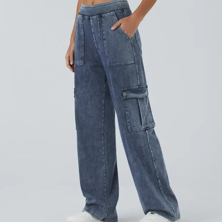 Ella | Pantalon cargo élastique taille haute