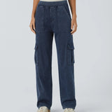 Ella | Pantalon cargo élastique taille haute