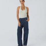 Ella | Pantalon cargo élastique taille haute