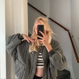 Veste Bombers Surdimensionnée Matelassée avec Détails de Poche