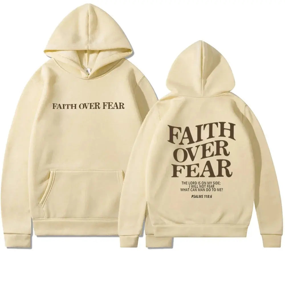 Hoodie Graphique "Faith Over Fear" avec Impression Inspirante au Dos