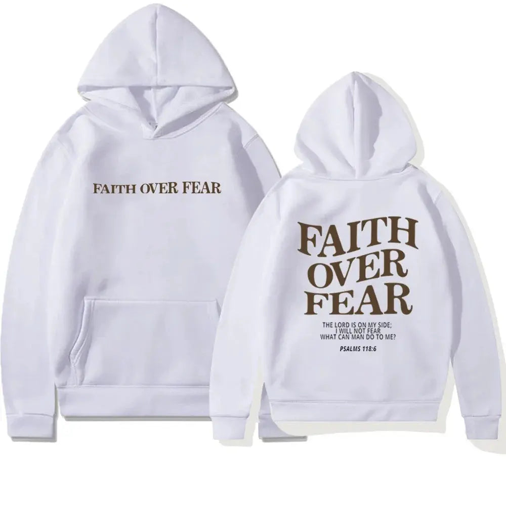 Hoodie Graphique "Faith Over Fear" avec Impression Inspirante au Dos