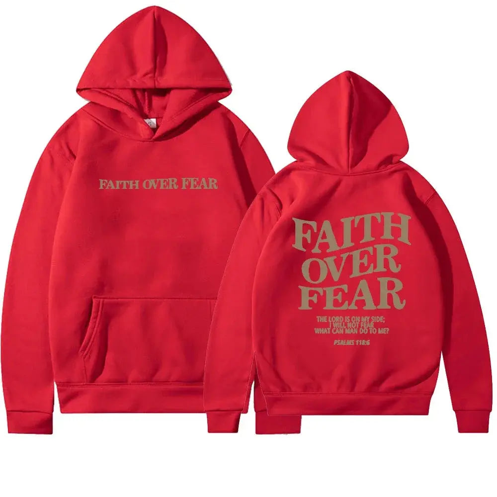 Hoodie Graphique "Faith Over Fear" avec Impression Inspirante au Dos