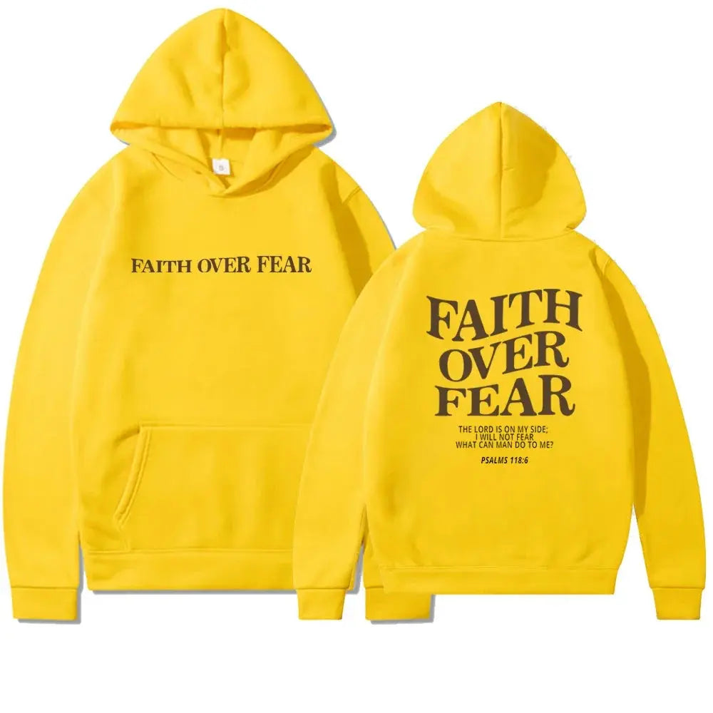 Hoodie Graphique "Faith Over Fear" avec Impression Inspirante au Dos
