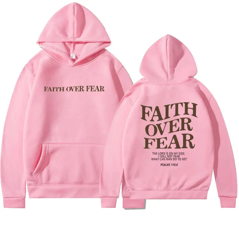 Hoodie Graphique "Faith Over Fear" avec Impression Inspirante au Dos