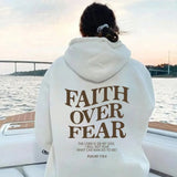 Hoodie Graphique "Faith Over Fear" avec Impression Inspirante au Dos