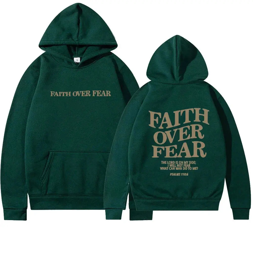 Hoodie Graphique "Faith Over Fear" avec Impression Inspirante au Dos