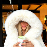 Veste en fausse fourrure surdimensionnée avec capuche extra-large