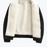 Veste en Fleece pour Hommes en Denim Épaissie pour l'Hiver, Coupe Ample